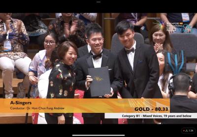 A-Singers Won Gold Award in Singapore International Choral Festival